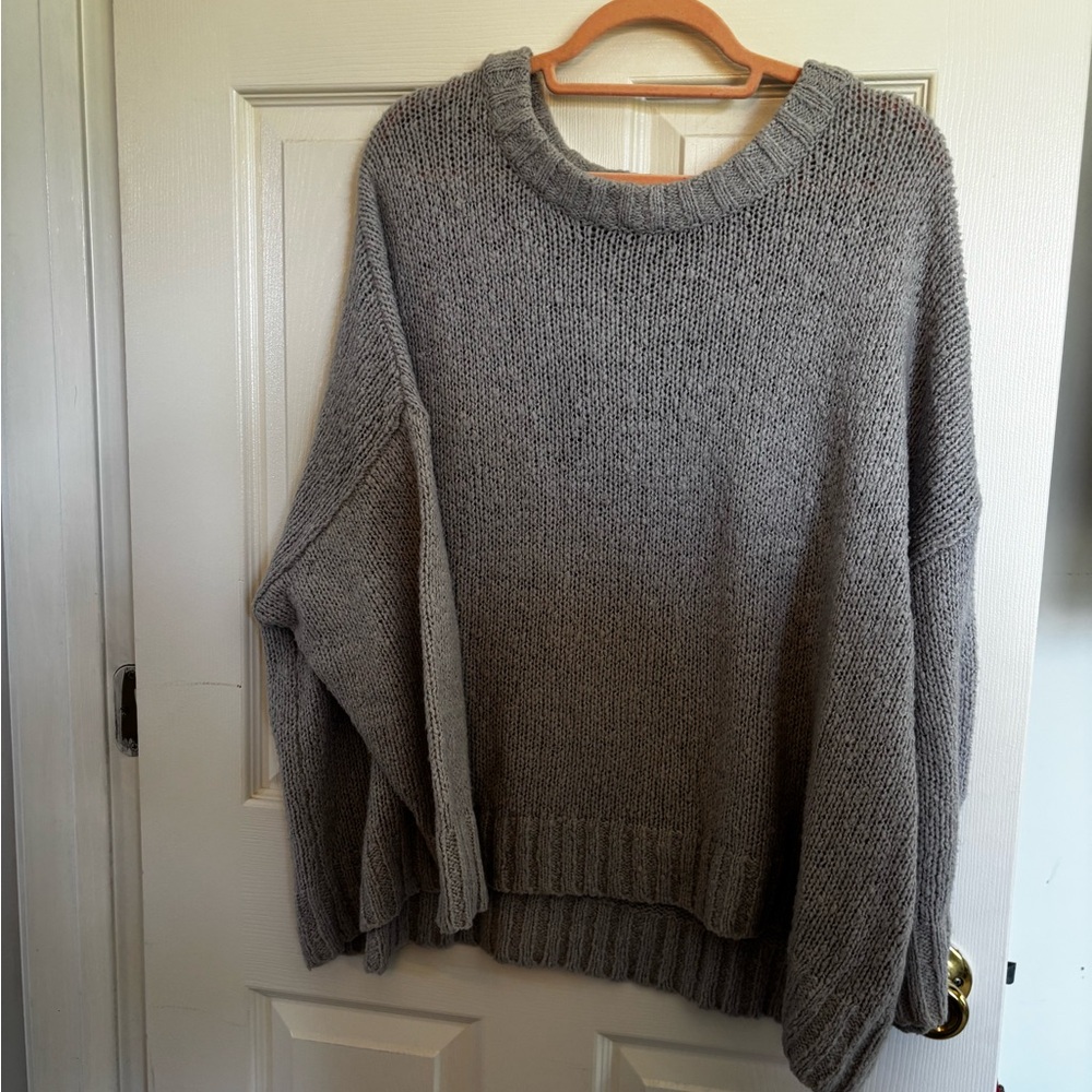 Aerie Gray Crew Neck Sweater Soft Knit